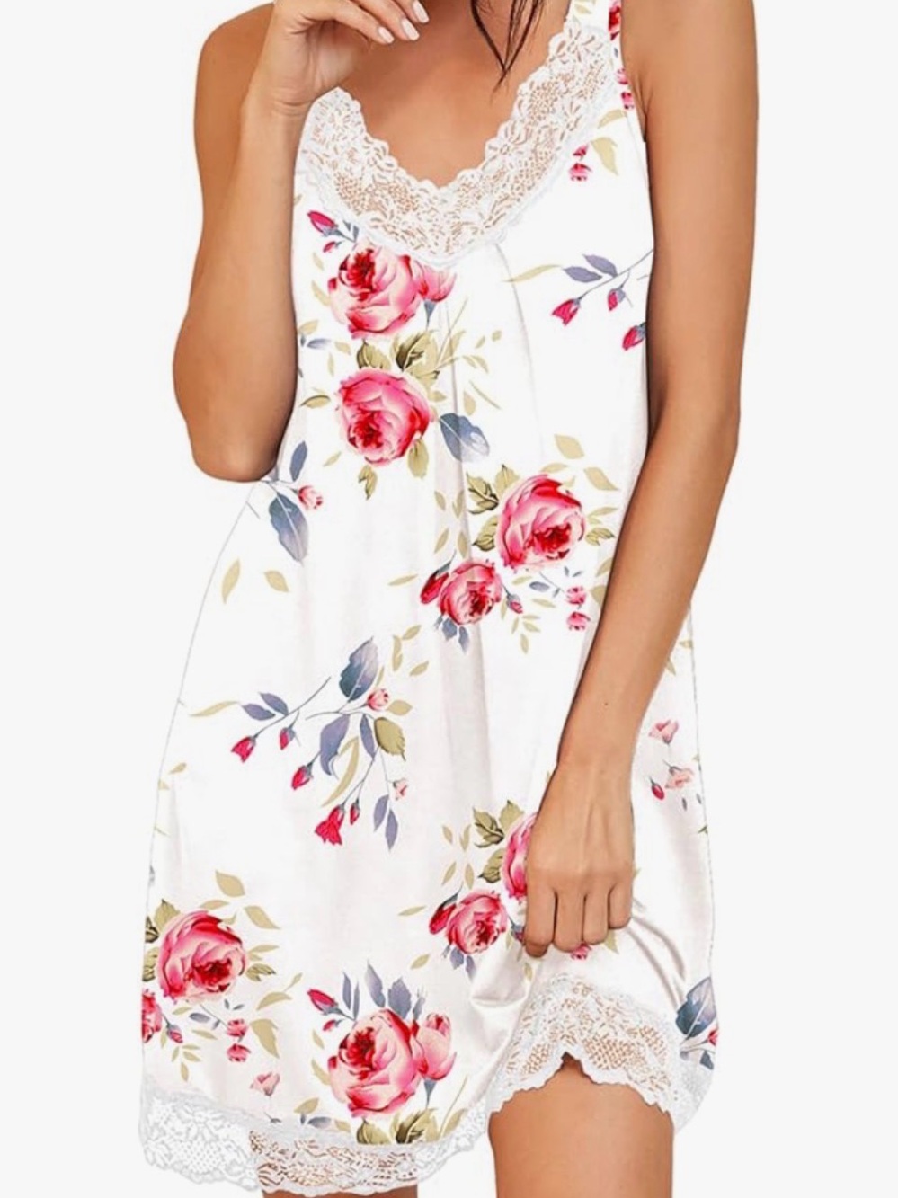 PrinStory Women's Nightgown V-neck Chemise Sleepwear